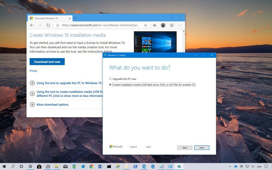 Windows 10 versión 1909, actualización de mayo de 2019, descarga de la herramienta de creación de medios